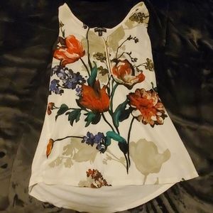 Floral sleeveless half zip top